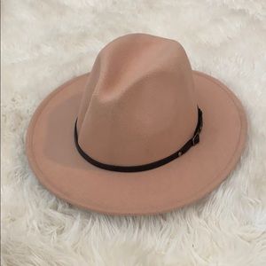 Blush flat brimmed hat